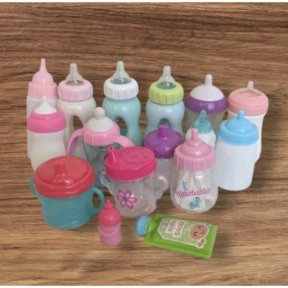 Doll Bottles Baby Alive Waterbabies Doc McStuffins Sippy Cups Mixed Lot Of 16